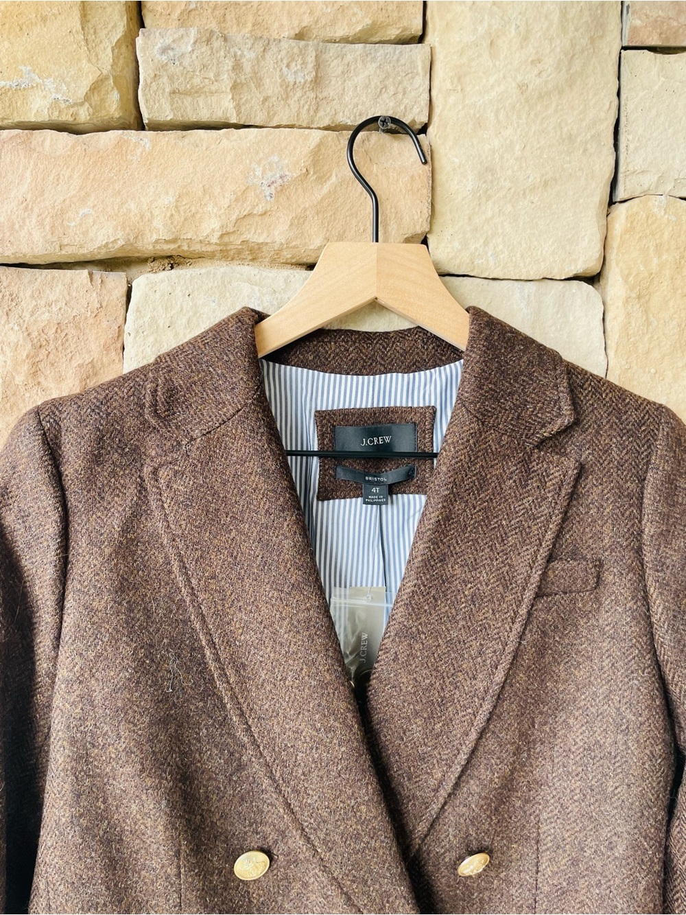 J. Crew Bristol Chocolate Brown Blazer Herringbone NWT - Picture 5 of 10